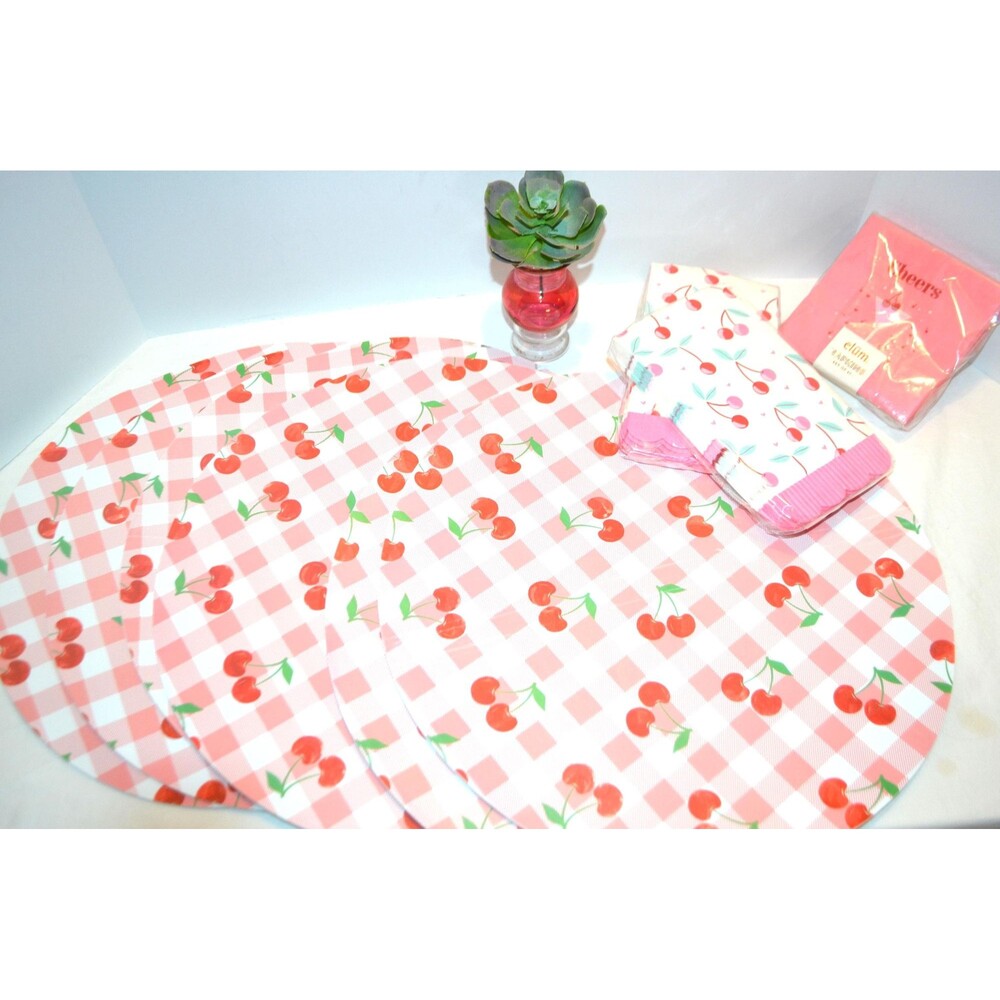 Vintage Placemats Cheerful Cherries for Six Plus Supplies